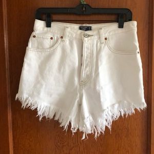 High rise white jean shorts
